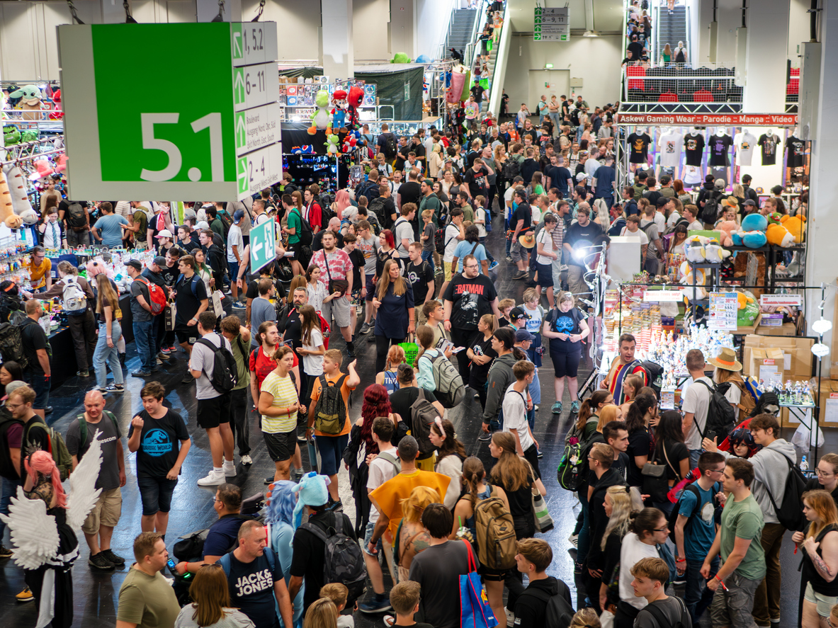 Crowd at an exhibition